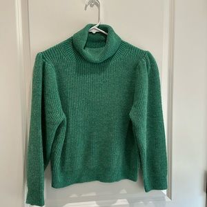 Jcrew cropped puff sleeve turtleneck sweater